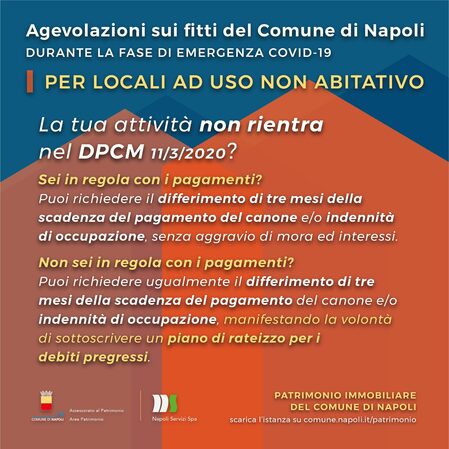 Agevolazioni sui fitti del Comune di Napoli per locali ad uso non abitativo